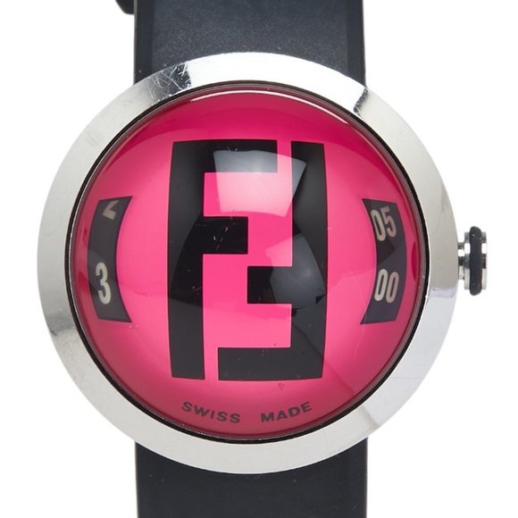 Fendi Bousra Watch 8010G Quartz Pink Dial Rubber Women's FENDI - Picture 1 of 8